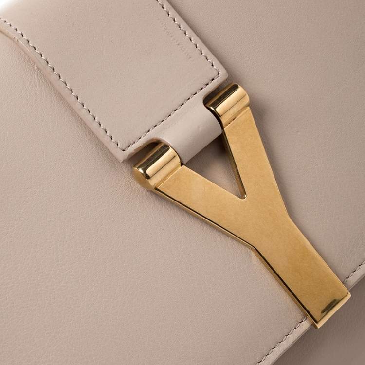 Pre Owned Saint Laurent Paris Beige Leather Ligne Y Clutch  