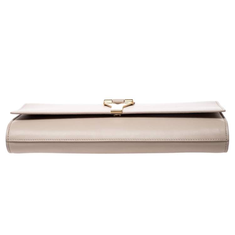 Pre Owned Saint Laurent Paris Beige Leather Ligne Y Clutch  