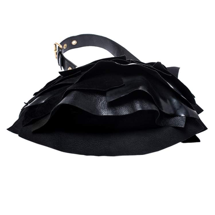 Pre Owned Yves Saint Laurent Black Suede and Patent Leather St. Tropez Shoulder Bag