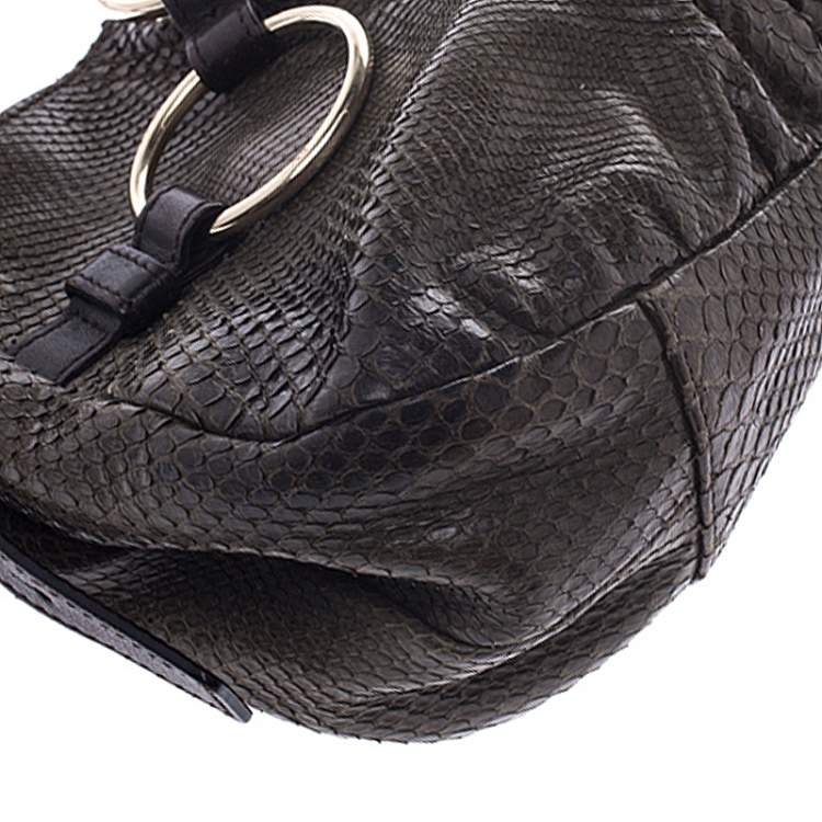 مملوكة مسبقًا Yves Saint Laurent Dark Green Snakeskin Ring Hobo