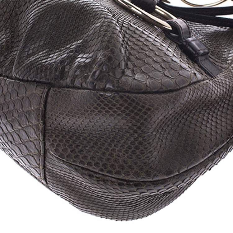 مملوكة مسبقًا Yves Saint Laurent Dark Green Snakeskin Ring Hobo