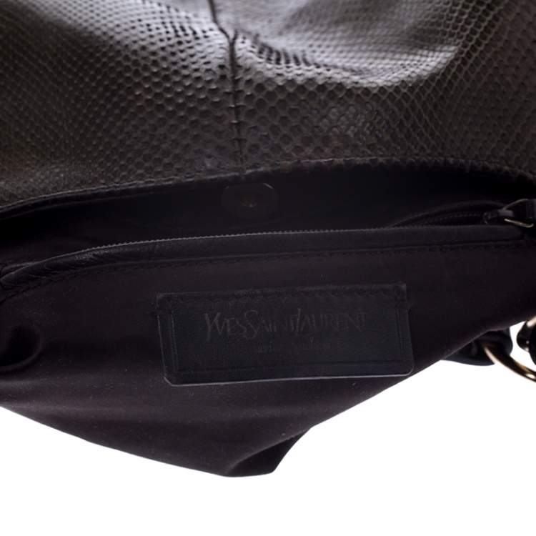 مملوكة مسبقًا Yves Saint Laurent Dark Green Snakeskin Ring Hobo