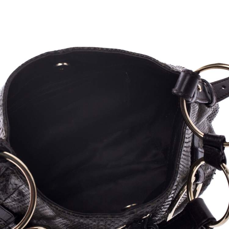مملوكة مسبقًا Yves Saint Laurent Dark Green Snakeskin Ring Hobo