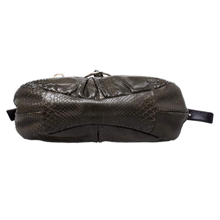 مملوكة مسبقًا Yves Saint Laurent Dark Green Snakeskin Ring Hobo