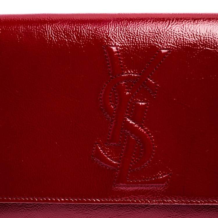 Pre Owned Saint Laurent Paris Red Patent Leather Belle De Jour Flap Clutch