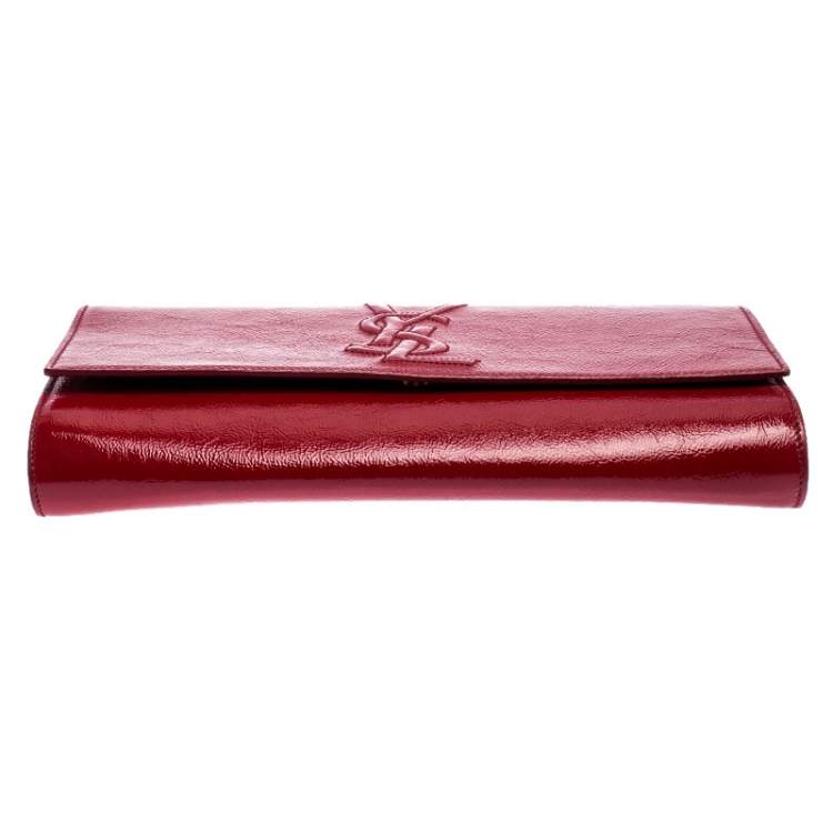 Pre Owned Saint Laurent Paris Red Patent Leather Belle De Jour Flap Clutch