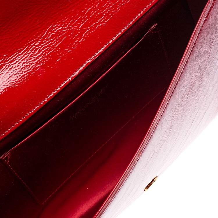 Pre Owned Saint Laurent Paris Red Patent Leather Belle De Jour Flap Clutch