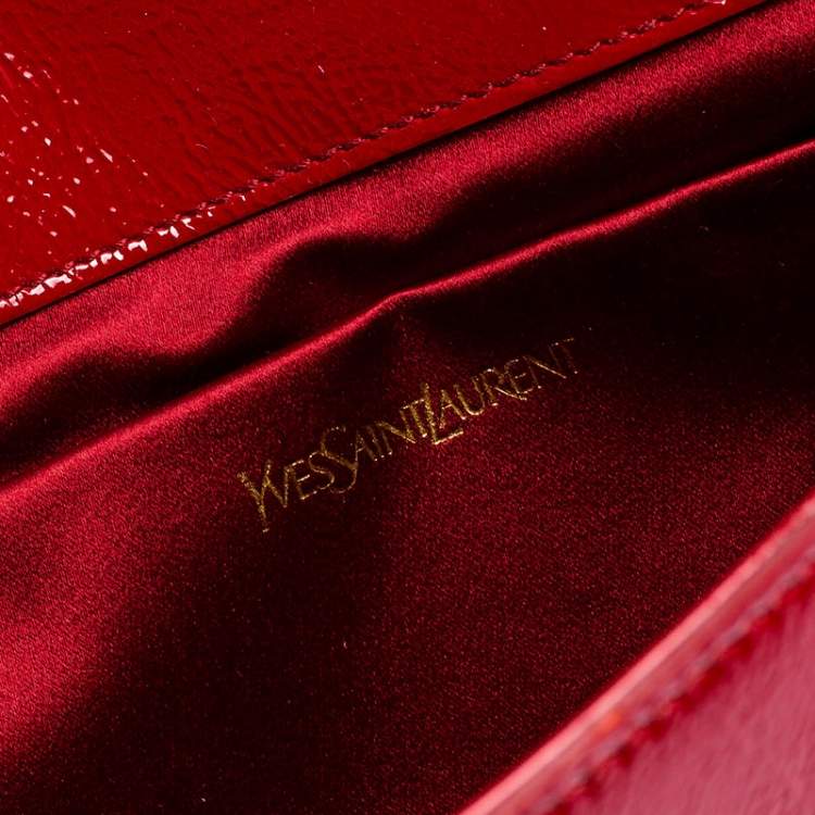 Pre Owned Saint Laurent Paris Red Patent Leather Belle De Jour Flap Clutch