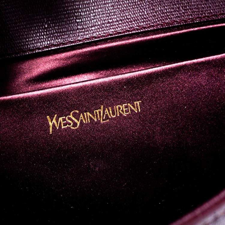 Pre Owned Saint Laurent Brown Leather Y Line Clutch