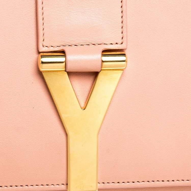 Pre Owned Saint Laurent Paris Peach Leather Y-Ligne Clutch