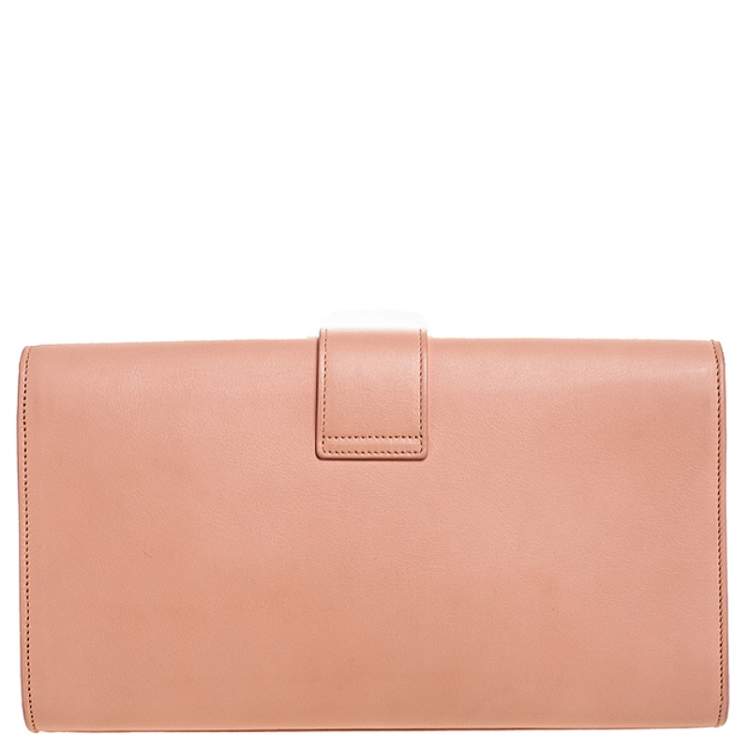 Pre Owned Saint Laurent Paris Peach Leather Y-Ligne Clutch