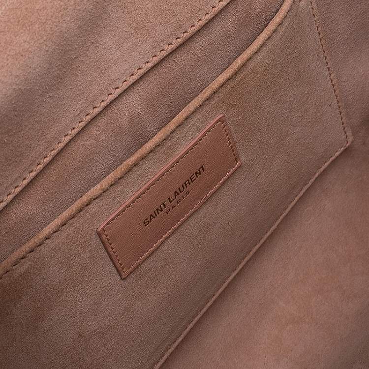 Pre Owned Saint Laurent Paris Peach Leather Y-Ligne Clutch