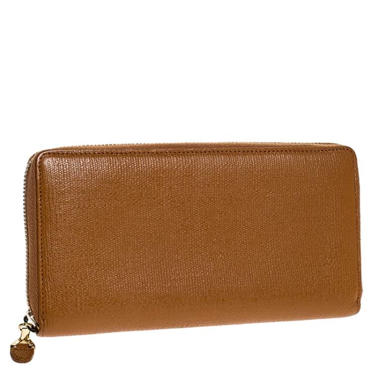 Pre Owned Saint Laurent Paris Yellow Leather Zip Around Wallet