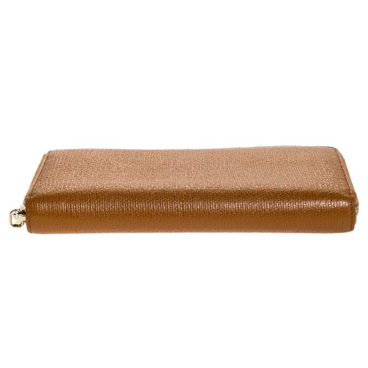 Pre Owned Saint Laurent Paris Yellow Leather Zip Around Wallet