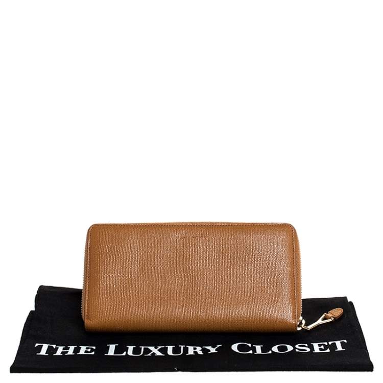Pre Owned Saint Laurent Paris Yellow Leather Zip Around Wallet