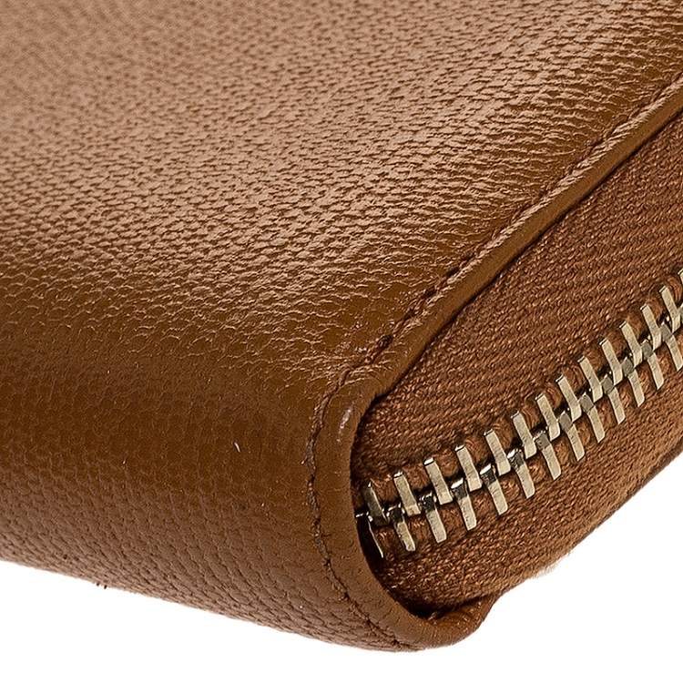 Pre Owned Saint Laurent Paris Yellow Leather Zip Around Wallet