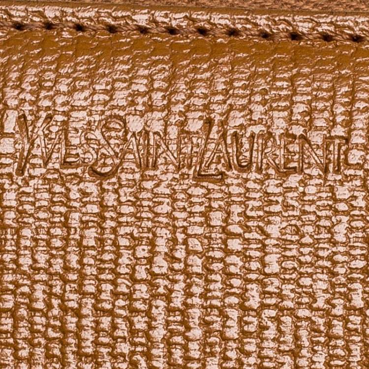 Pre Owned Saint Laurent Paris Yellow Leather Zip Around Wallet