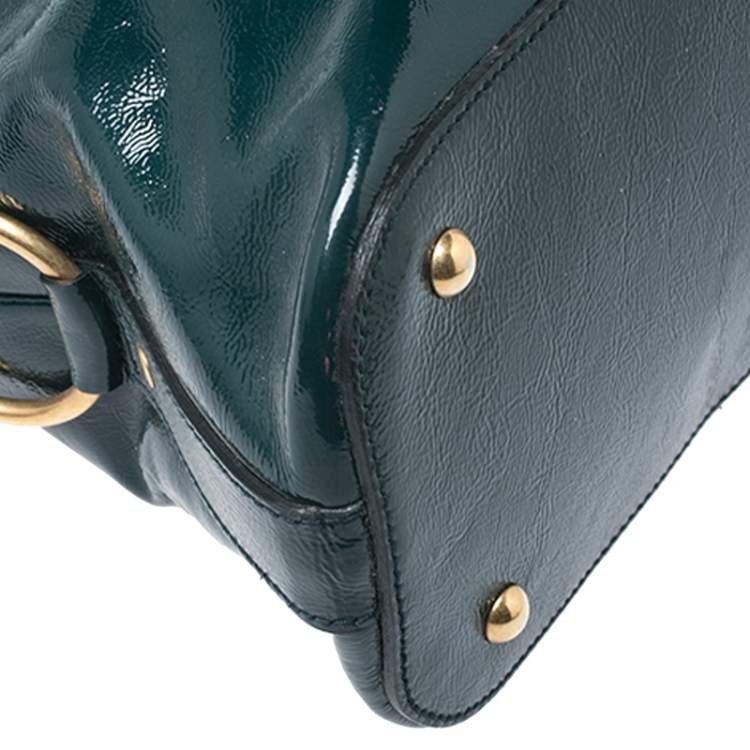 Pre Owned Yves Saint Laurent Green Leather Large Muse Satchel