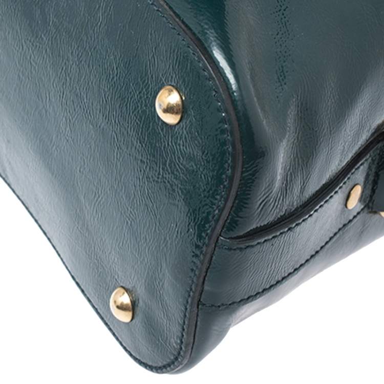 Pre Owned Yves Saint Laurent Green Leather Large Muse Satchel
