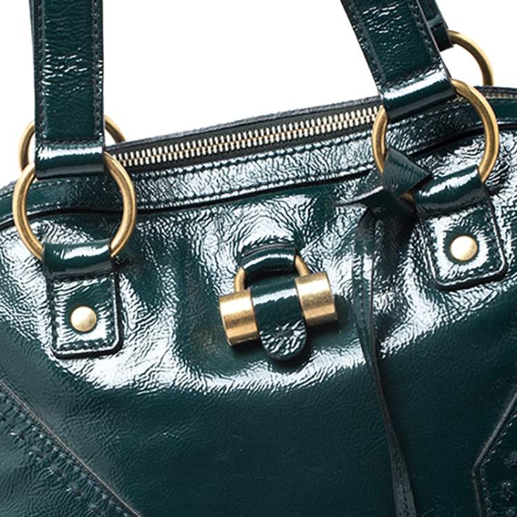 Pre Owned Yves Saint Laurent Green Leather Large Muse Satchel