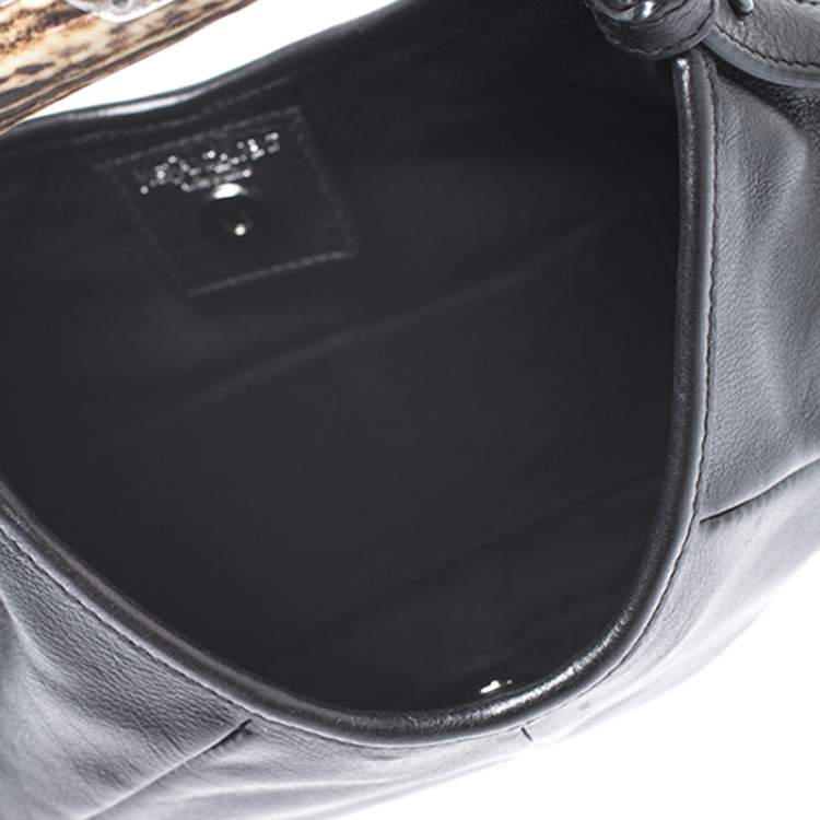 Pre Owned Yves Saint Laurent Black Leather Mini Mombasa Hobo