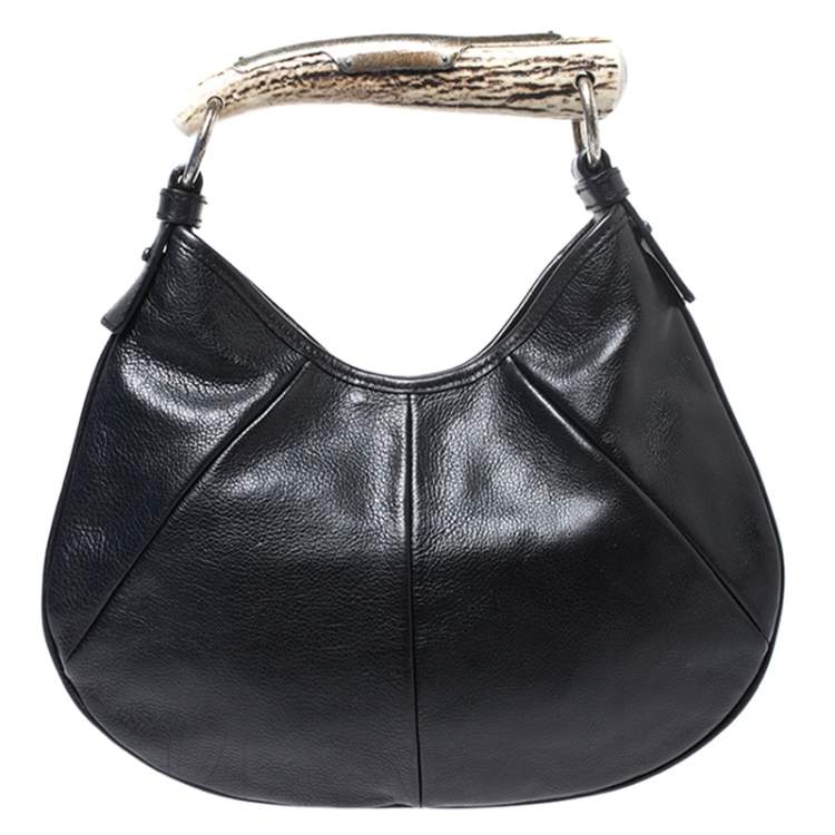 Pre Owned Yves Saint Laurent Black Leather Mini Mombasa Hobo