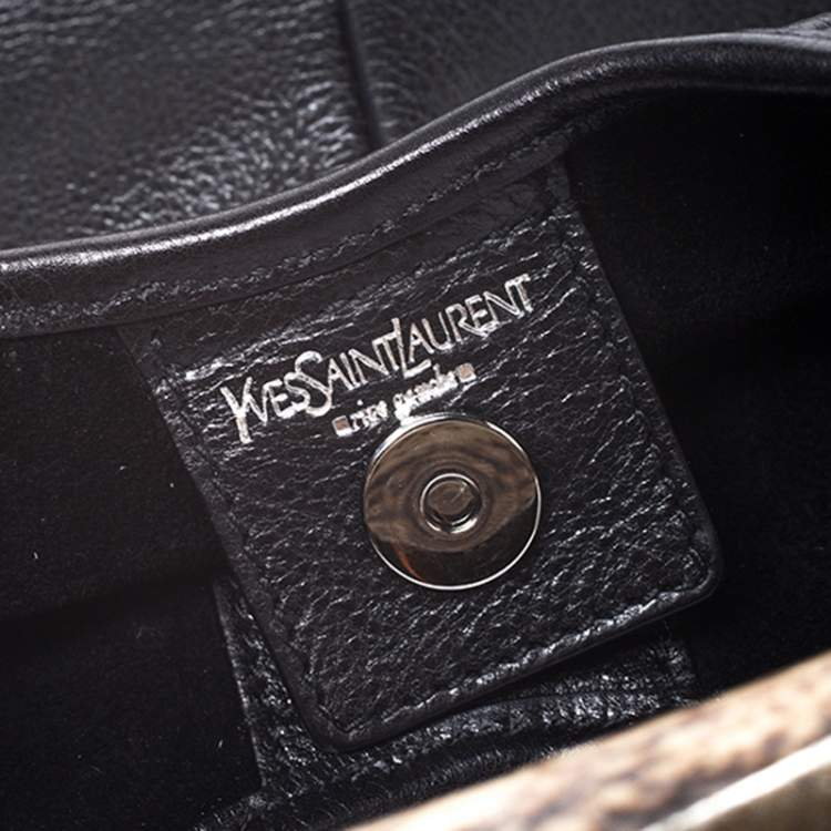 Pre Owned Yves Saint Laurent Black Leather Mini Mombasa Hobo