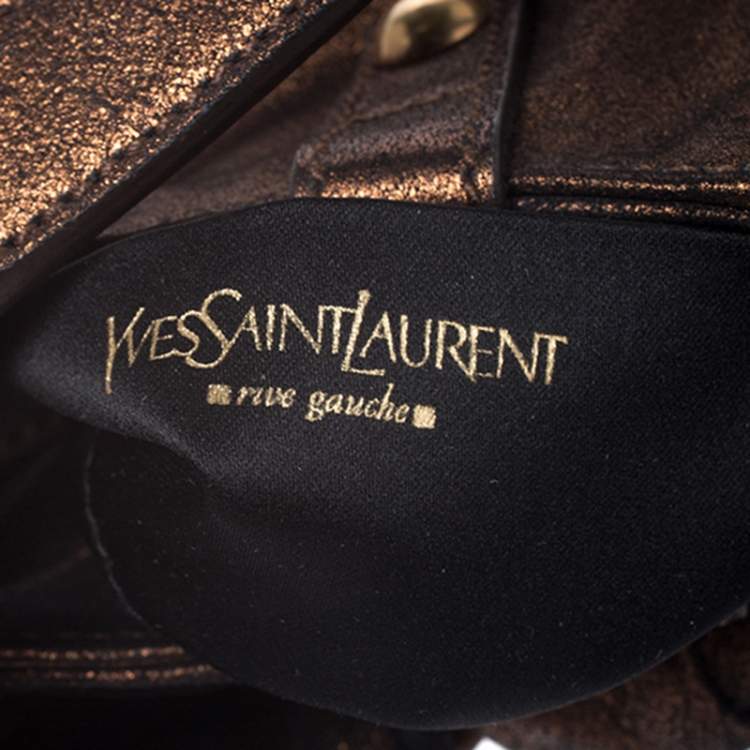 Pre Owned Yves Saint Laurent Metallic Bronze Leather Mini Sac Bow Shoulder Bag