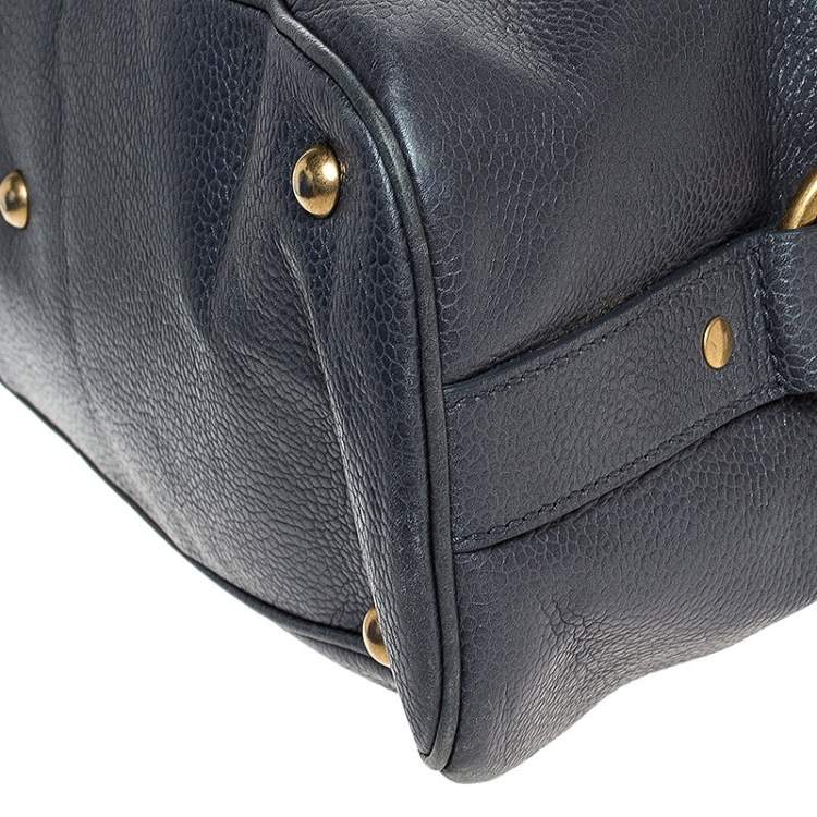 Pre Owned Yves Saint Laurent Metallic Grey Leather Medium Muse Satchel