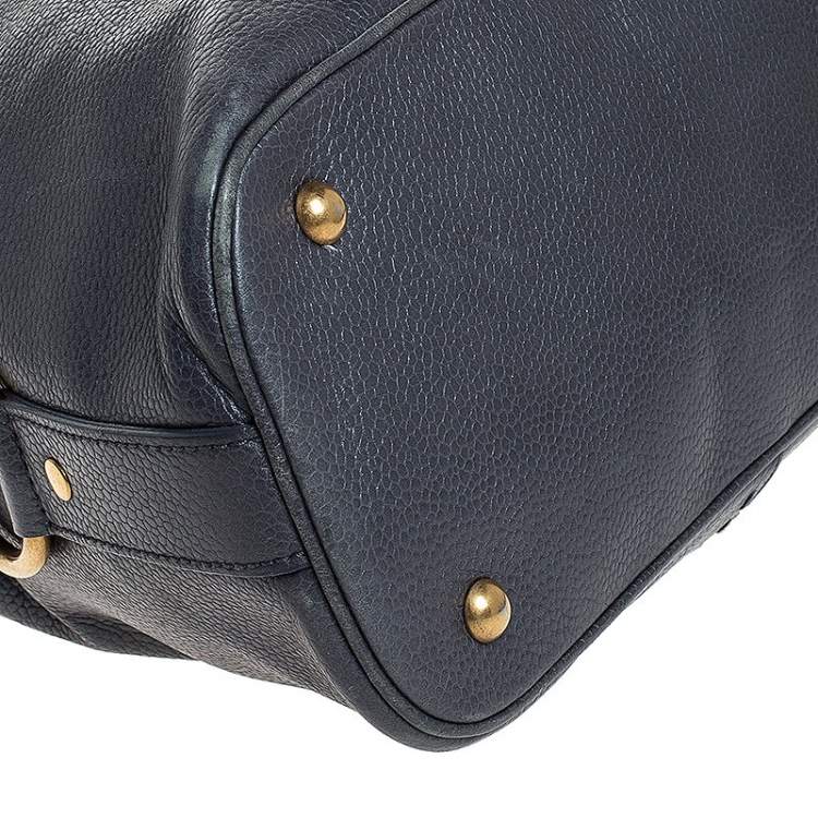 Pre Owned Yves Saint Laurent Metallic Grey Leather Medium Muse Satchel