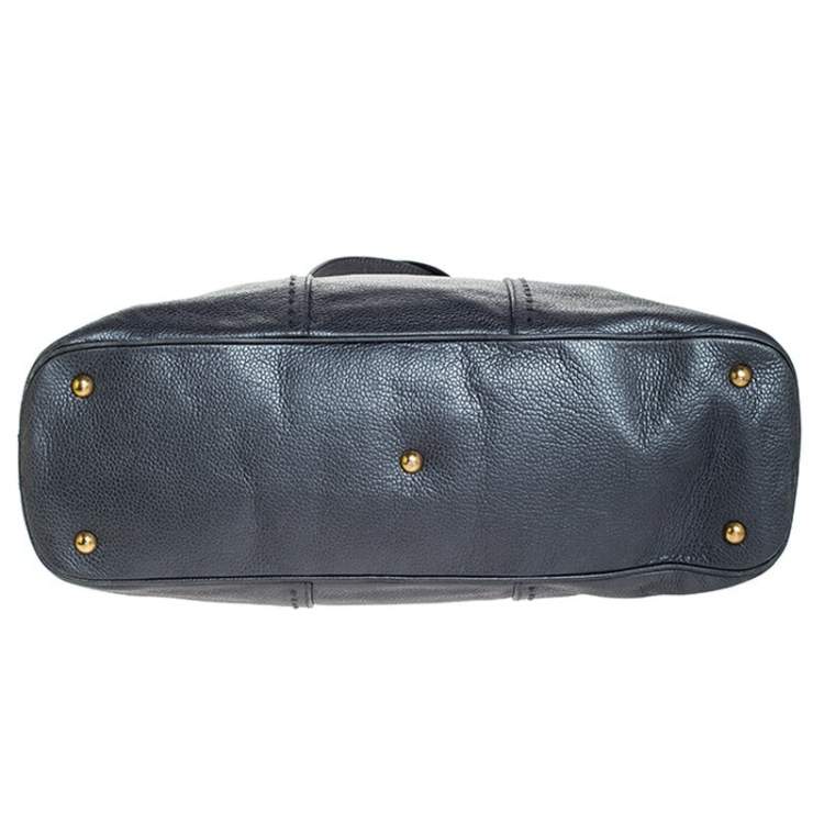Pre Owned Yves Saint Laurent Metallic Grey Leather Medium Muse Satchel