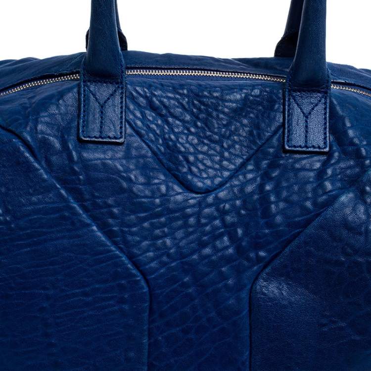 Pre Owned Saint Laurent Blue Leather Medium Easy Y Bag