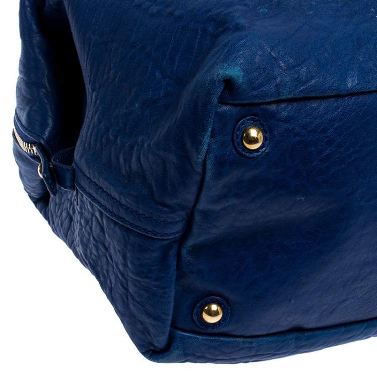 Pre Owned Saint Laurent Blue Leather Medium Easy Y Bag