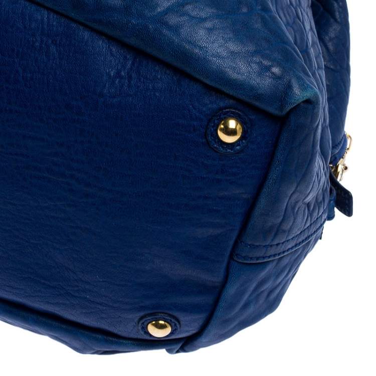 Pre Owned Saint Laurent Blue Leather Medium Easy Y Bag
