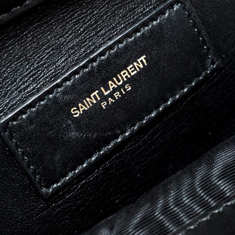 Pre Owned Saint Laurent Paris Black Cut Out Leather Flap Clutch