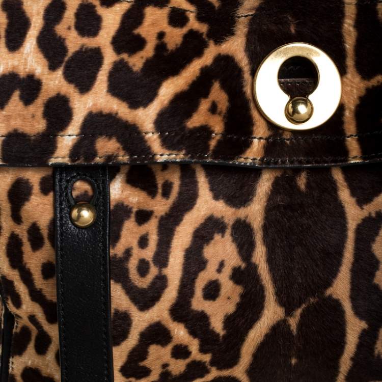 Pre Owned Saint Laurent Brown/Black Calfhair and Leather Medium Muse Two Satchel