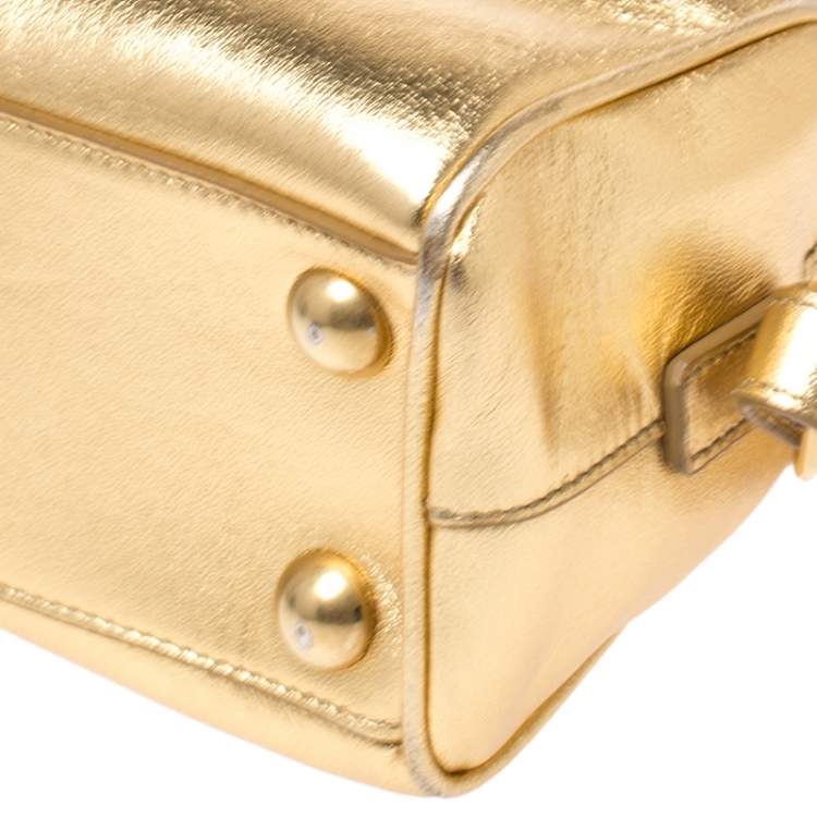 Pre Owned Saint Laurent Paris Metallic Gold Leather Classic Duffel Bag