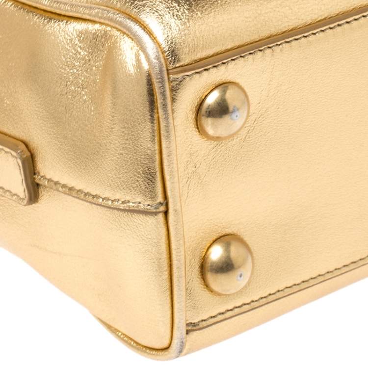 Pre Owned Saint Laurent Paris Metallic Gold Leather Classic Duffel Bag