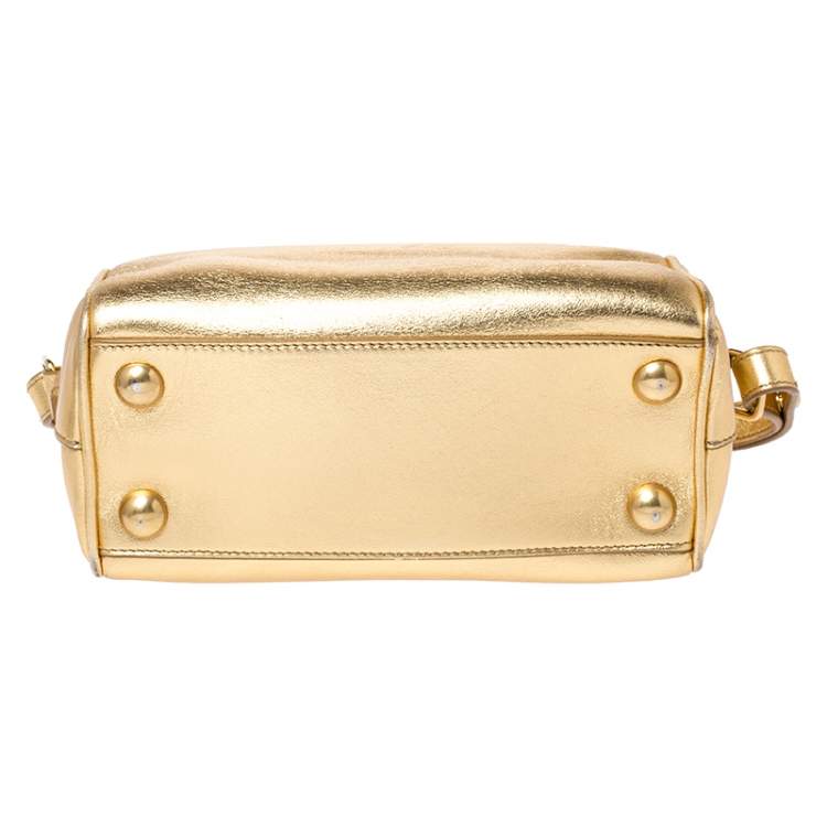 Pre Owned Saint Laurent Paris Metallic Gold Leather Classic Duffel Bag