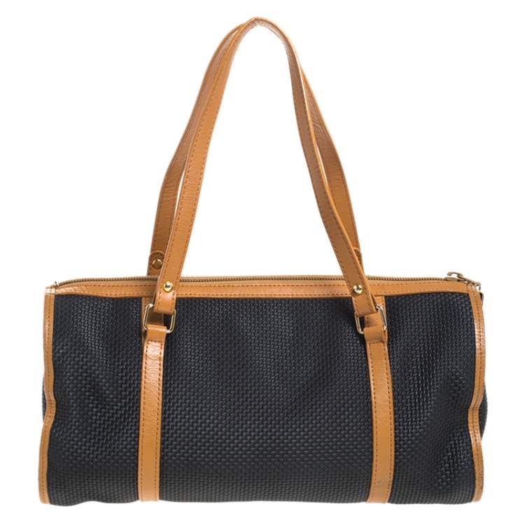 Pre Owned Saint Laurent Black/Brown Vinyl Vintage Boston Bag