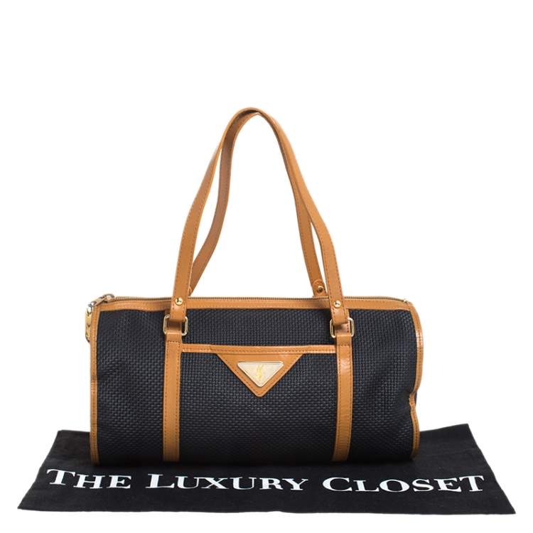 Pre Owned Saint Laurent Black/Brown Vinyl Vintage Boston Bag