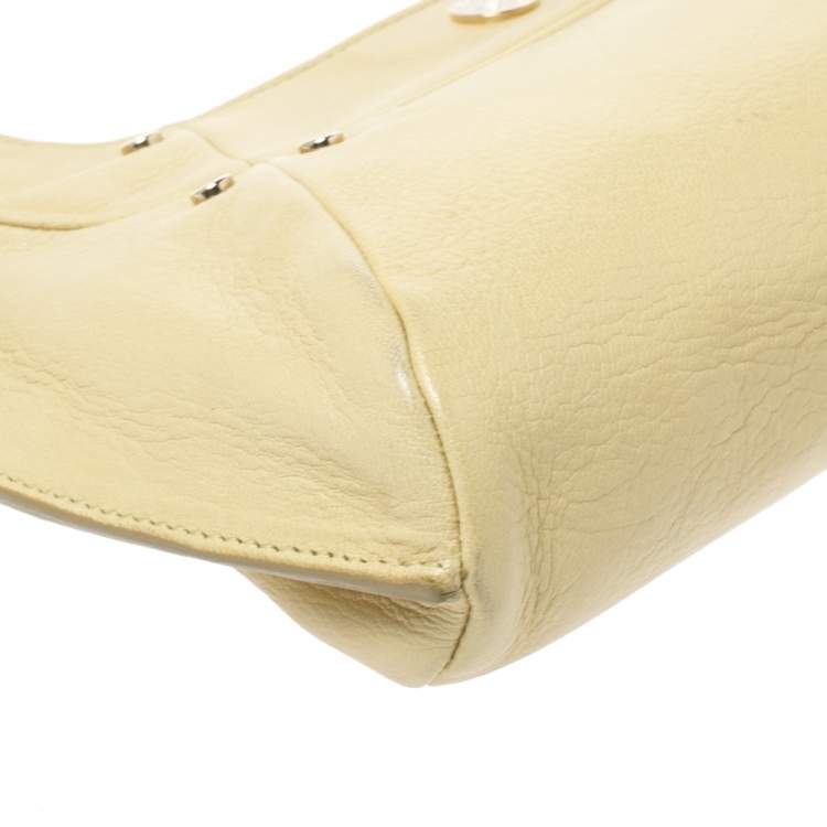 Pre Owned Yves Saint Laurent Light Yellow Leather Mombasa Hobo