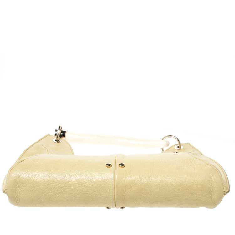 Pre Owned Yves Saint Laurent Light Yellow Leather Mombasa Hobo