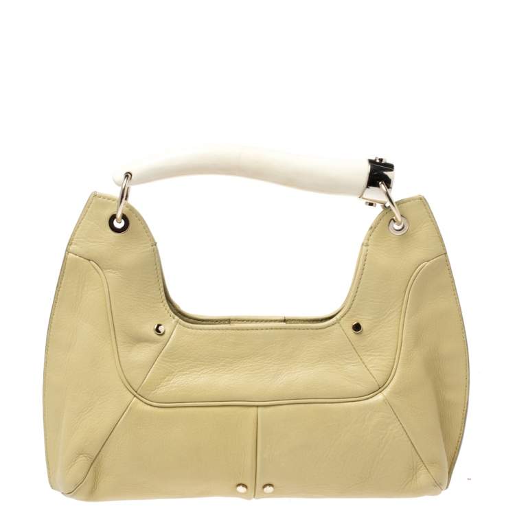 Pre Owned Yves Saint Laurent Light Yellow Leather Mombasa Hobo