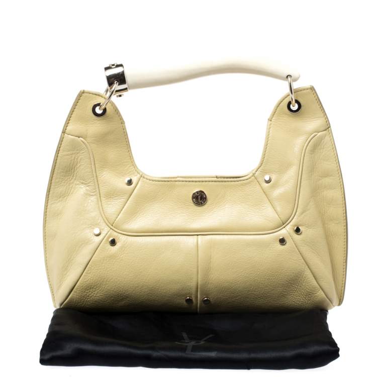Pre Owned Yves Saint Laurent Light Yellow Leather Mombasa Hobo