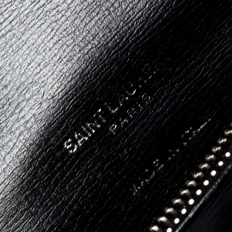 Pre Owned Saint Laurent Paris Black Leather Monogram Flap Wallet