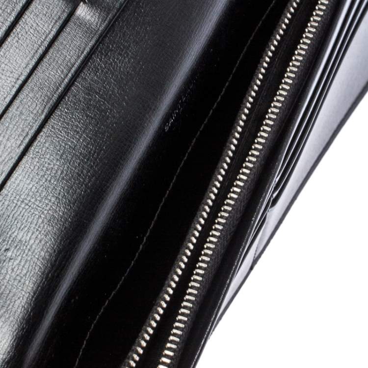 Pre Owned Saint Laurent Paris Black Leather Monogram Flap Wallet