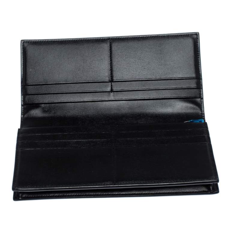Pre Owned Saint Laurent Paris Black Leather Monogram Flap Wallet