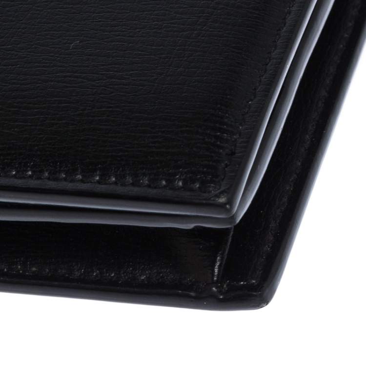 Pre Owned Saint Laurent Paris Black Leather Monogram Flap Wallet