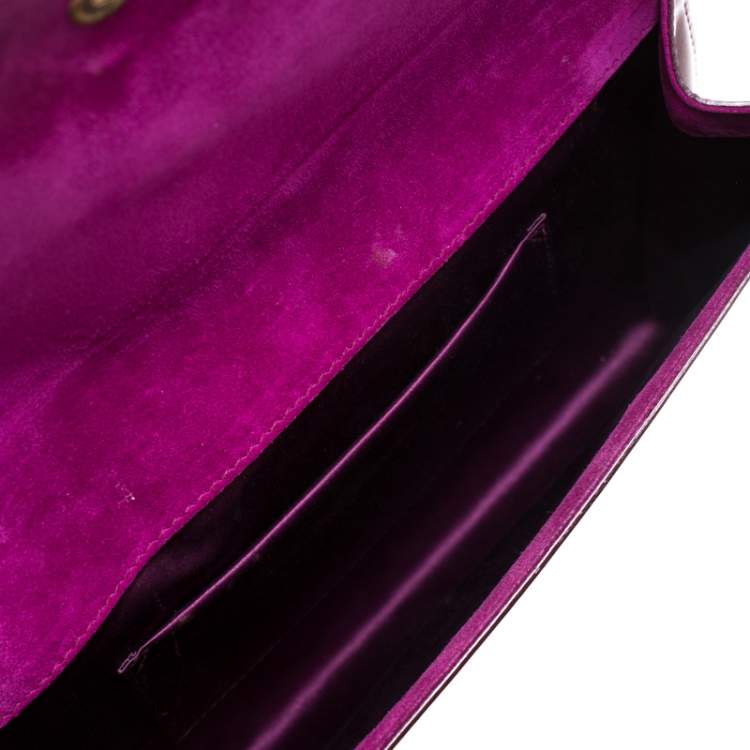 Pre Owned Yves Saint Laurent Burgundy Patent Leather Y-Ligne Clutch